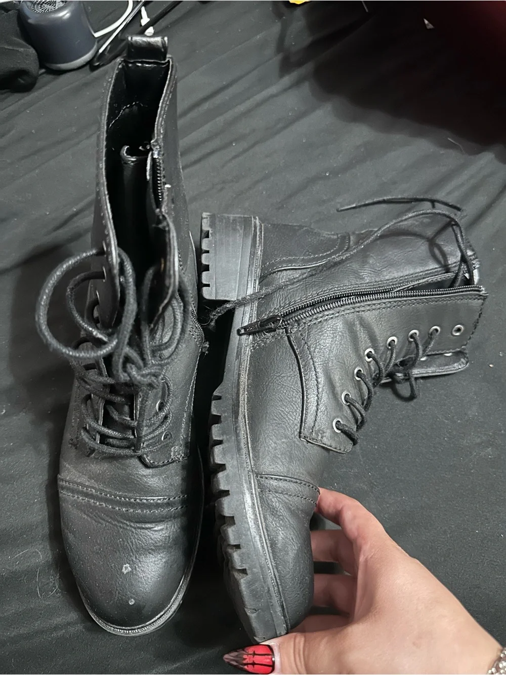 Men's Black Lace-Up Combat Boots - Classic Military Style